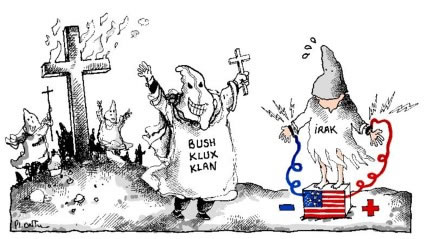 Bush and torture in Iraq, cartoon